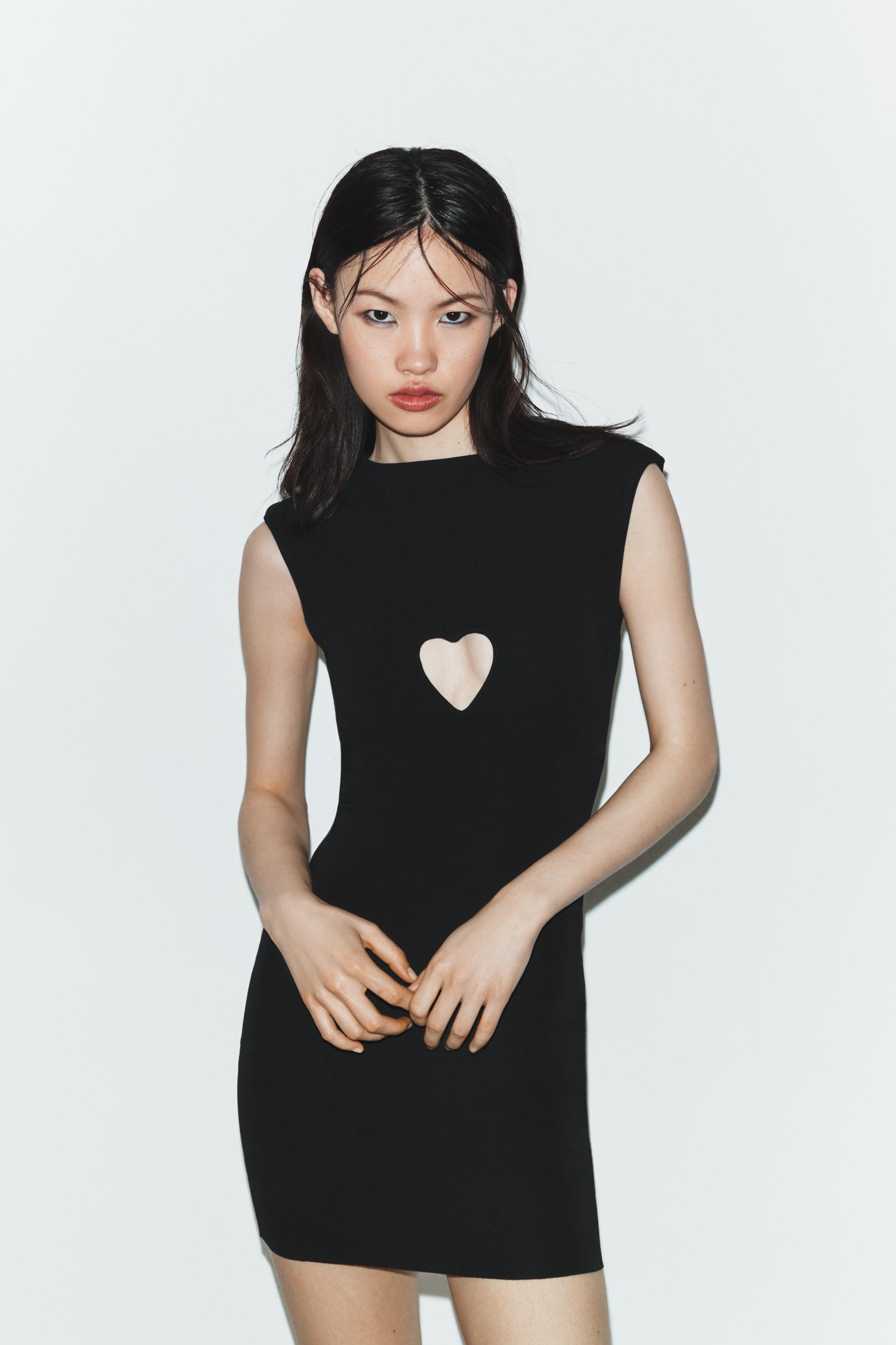STRETCH KNIT CUT OUT DRESS — Black (alternate view)