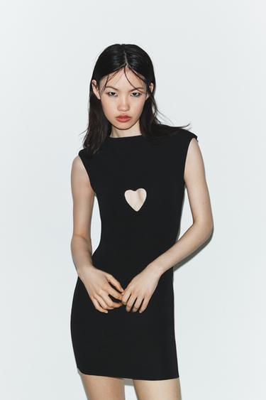 ROBE COURTE AJOURÉE STRETCH - Noir de Zara - Image 1