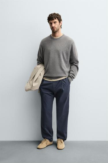 PANTALÓN RELAXED FIT PLIEGUES - Azul de Zara