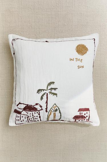 HOUSSE DE COUSSIN BRODERIE CÔTE - Beige clair de Zara - Image 5