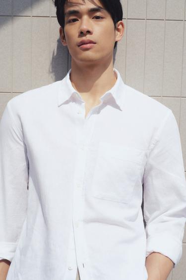 REGULAR FIT LINEN-COTTON SHIRT - White by Zara