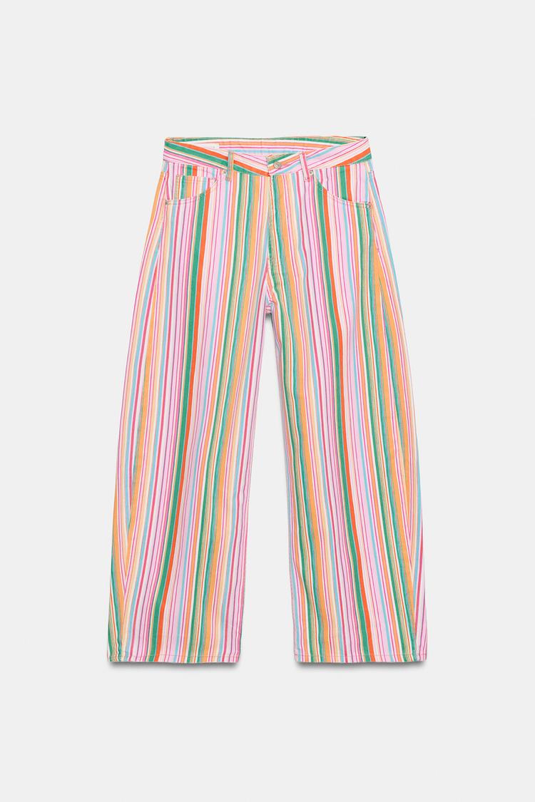 Jeans TRF de tiro medio y corte holgado a rayas 5