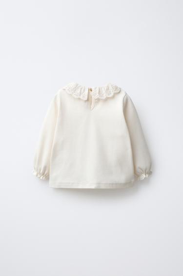 HAUT CHAUD À COL BRODÉ - Écru de Zara - Image 1