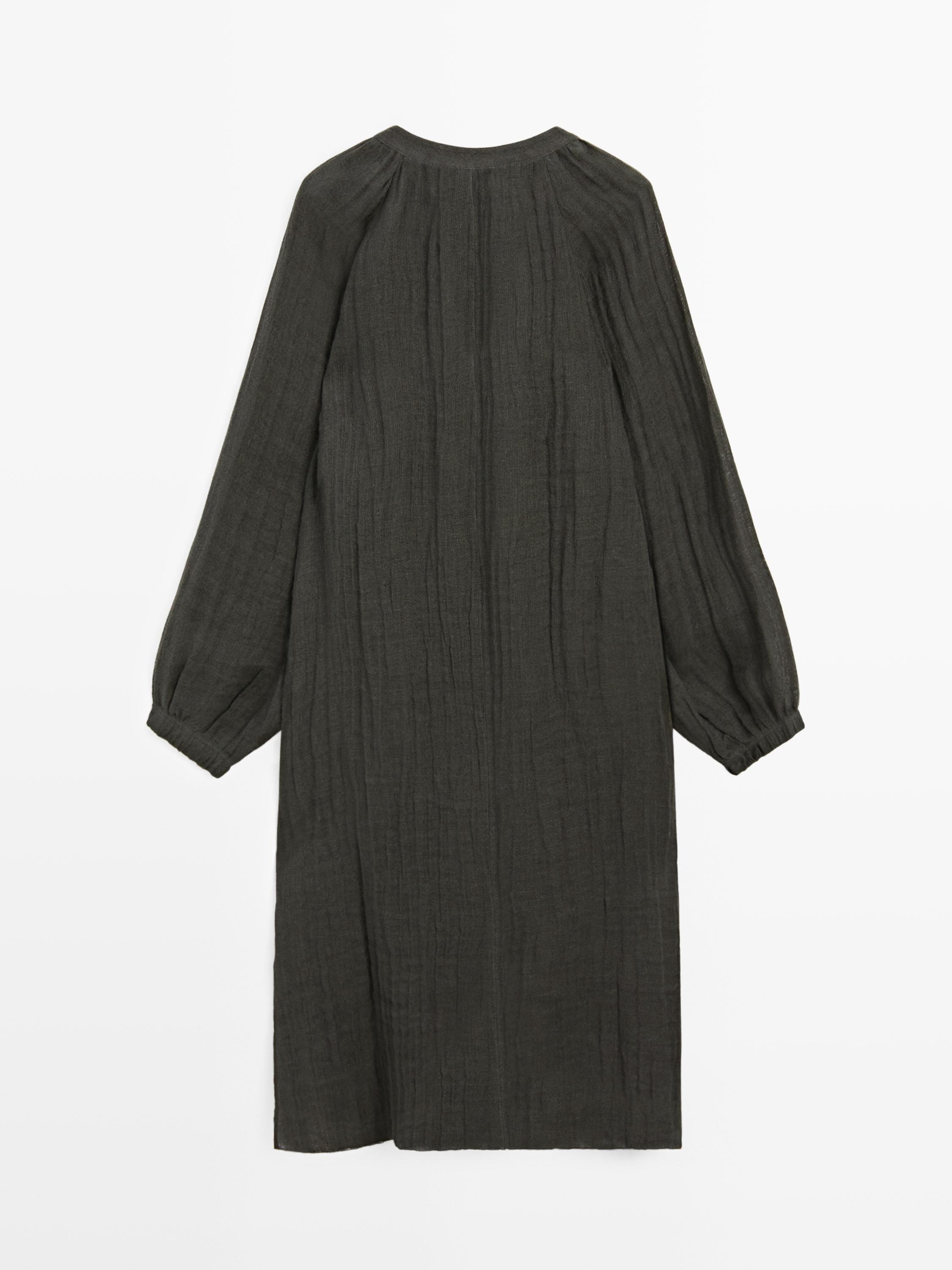 Flowing 100% linen long oversize blouse