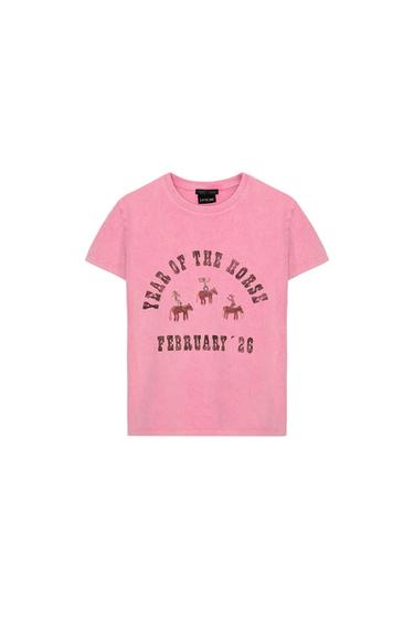 Zara LOTTIE RAE 印花 T 恤 - 粉紅色