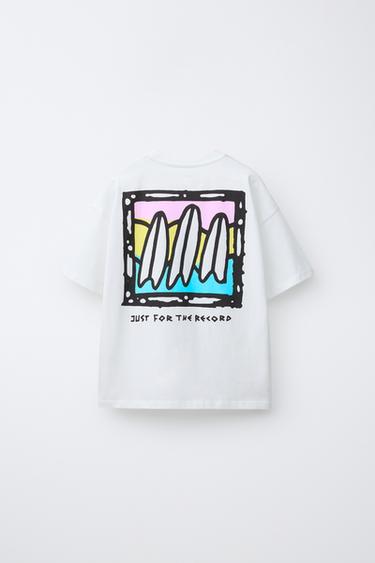 SURFBOARD PRINT T-SHIRT - White by Zara - Image 1
