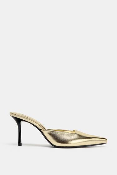 METALLIC-EFFECT MULES - Gold by Zara
