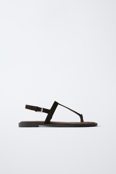 LEATHER SANDALS - Brown by Zara