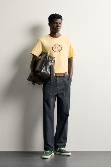 CAMISETA REGULAR FIT ESTAMPADO CONTRASTE - Mantequilla de Zara - Imagen 0
