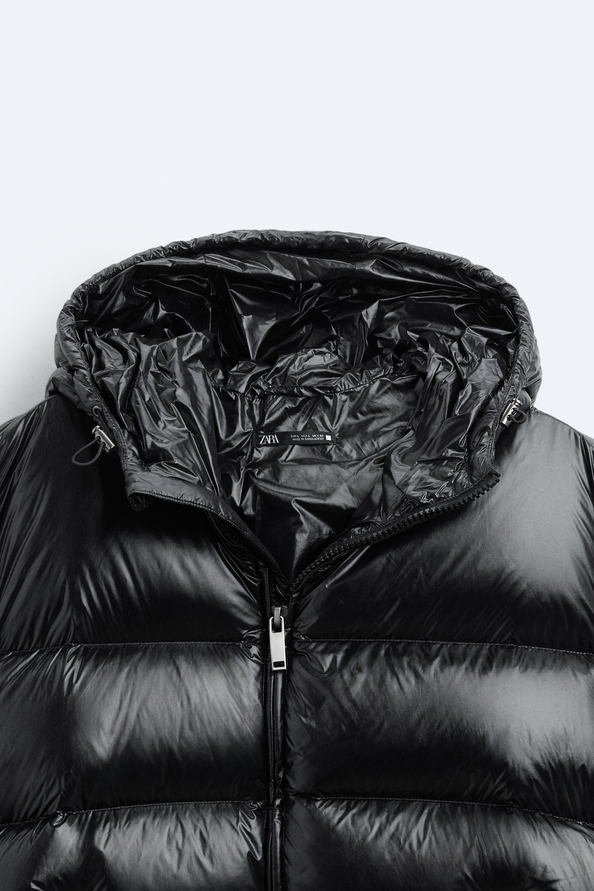 Zara black discount hooded puffer jacket