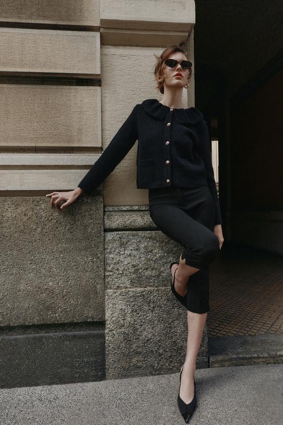 CARDINGAN CUELLO VOLANTE - Black by Zara - Image 0