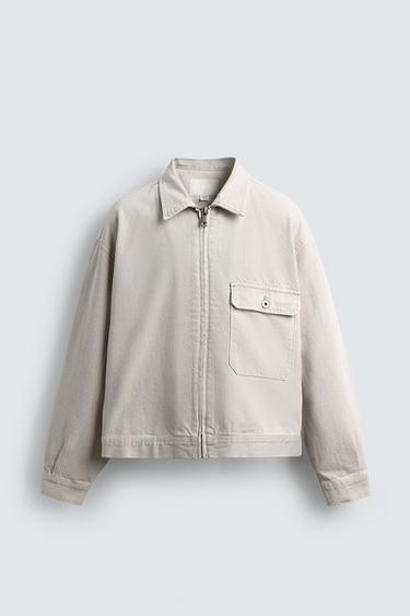 CAZADORA DENIM RELAXED FIT - Gris claro de Zara