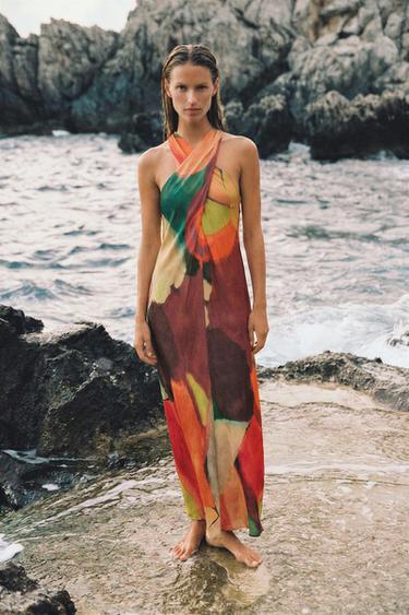 LONG PRINTED DRESS - Multicoloured by Zara