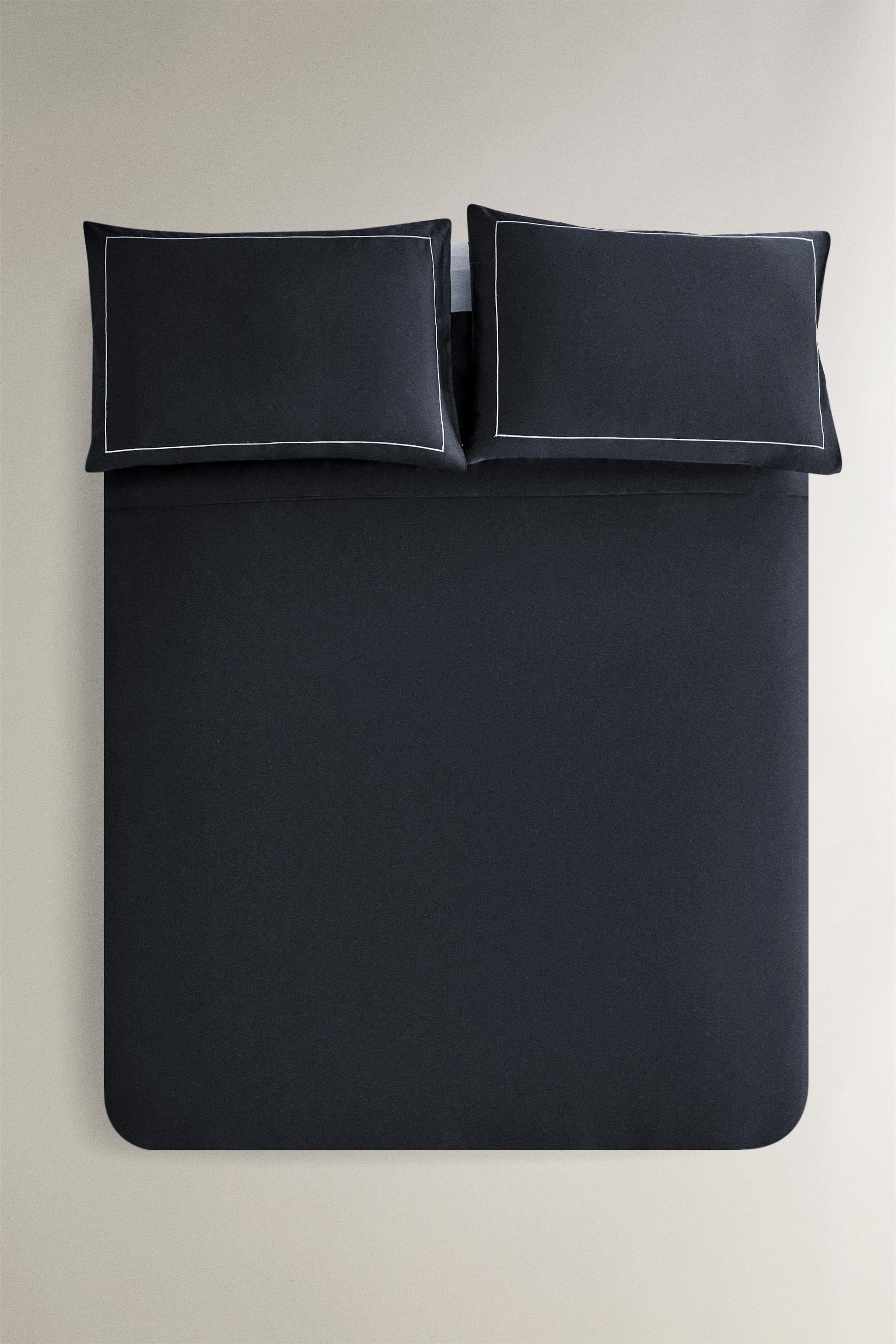 SCALLOPED SATEEN DUVET COVER (500 THREAD COUNT) - AZUL NOCHE