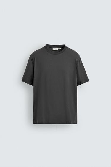 MEDIUM WEIGHT REGULAR FIT T-SHIRT - Charcoal by Zara