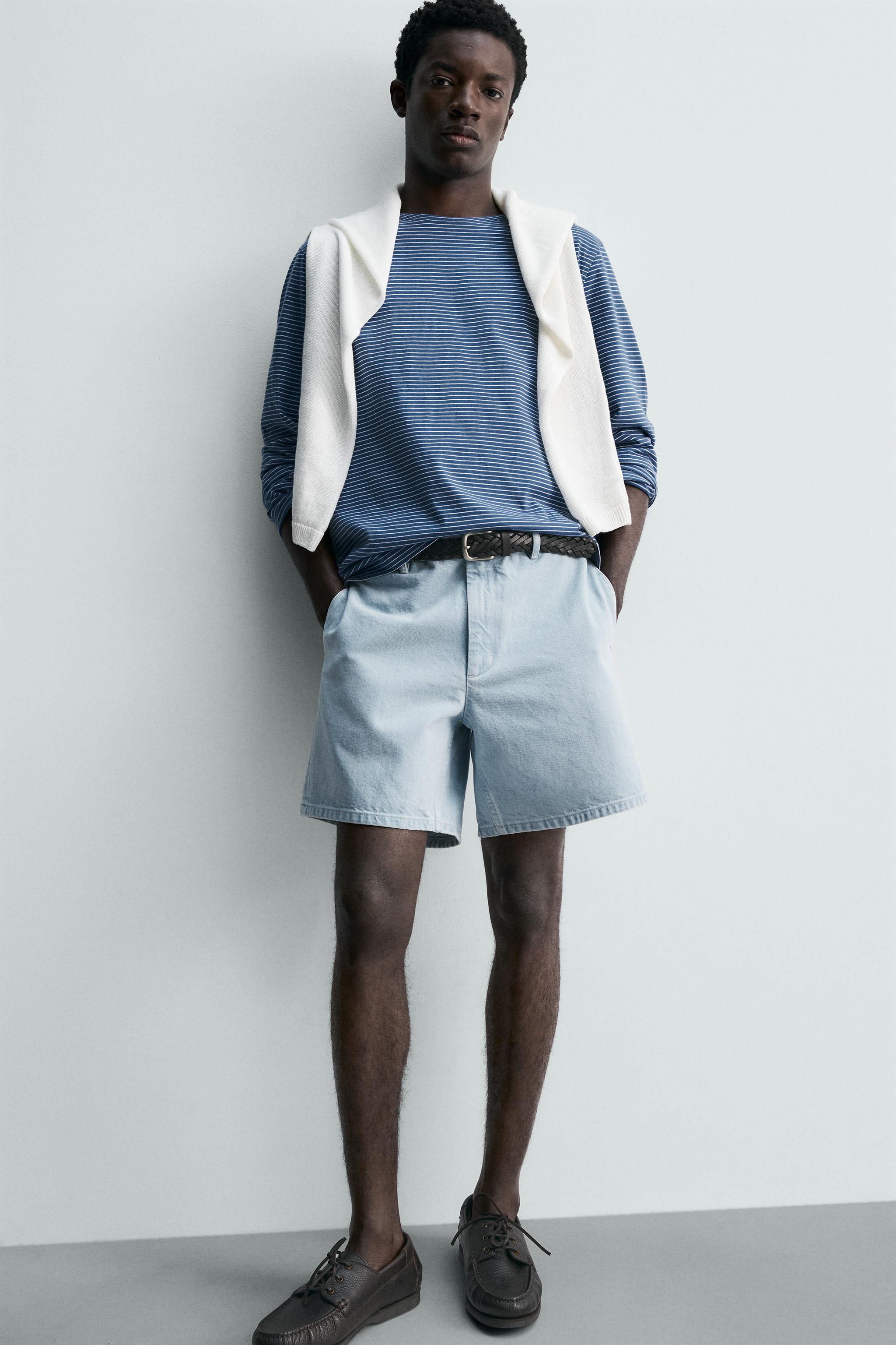 CHINO DENIM SHORTS - Light blue | ZARA United States