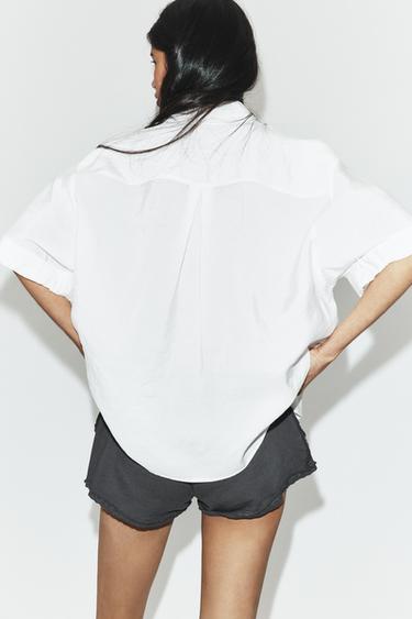 CAMISA FLUIDA BOLSILLO - Blanco de Zara