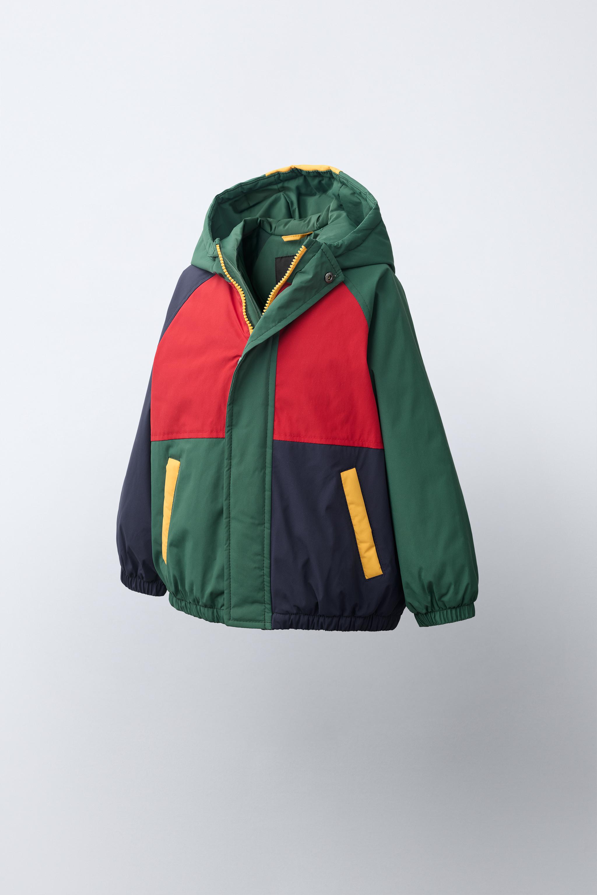 撥水加工 カラーブロック パフジャケット - グリーン | ZARA Japan / 日本