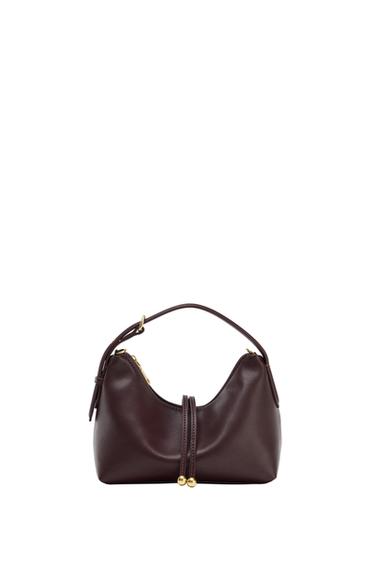 MINI BUCKET BAG WITH BALL DETAIL - Burgundy Red by Zara