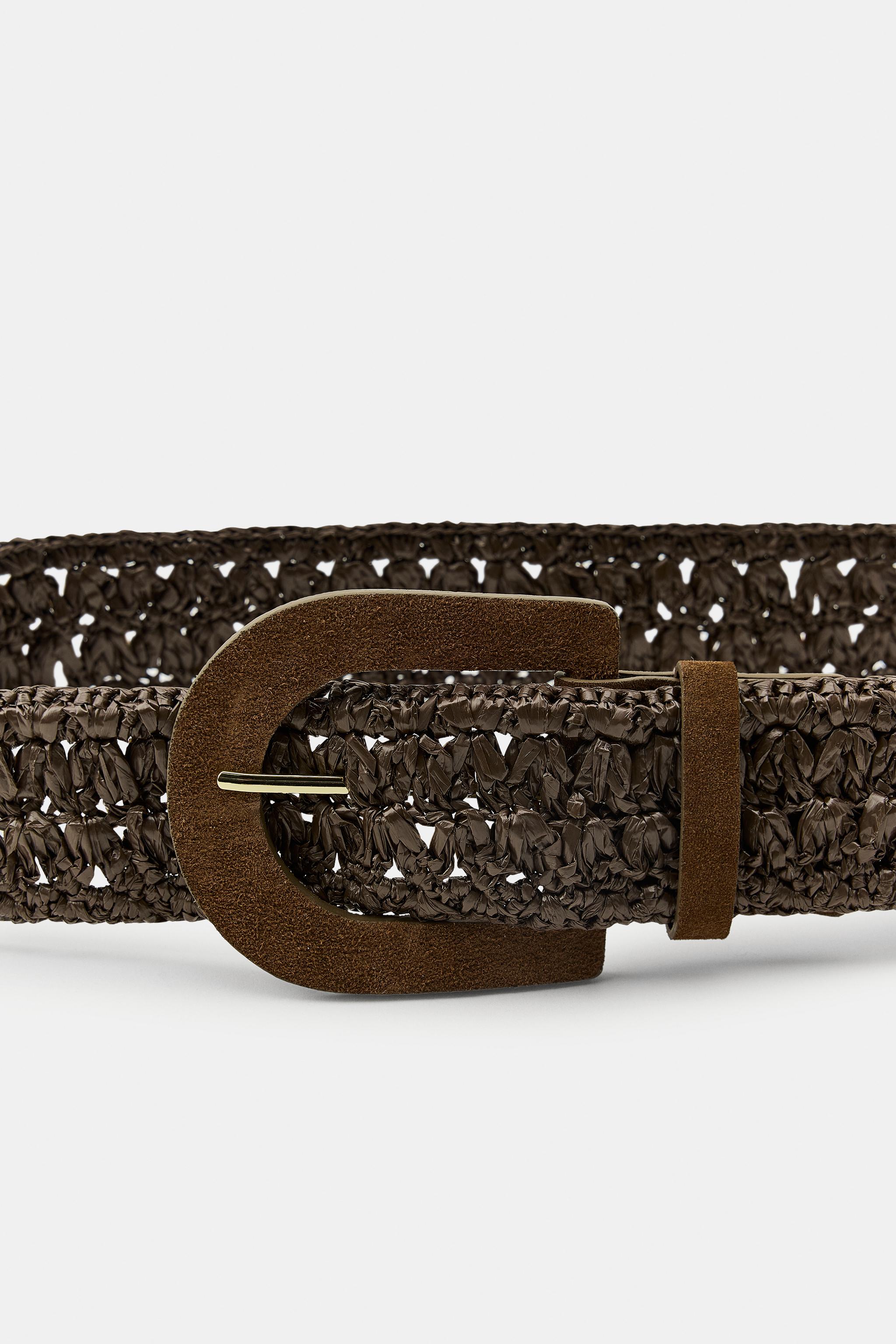 CEINTURE EN RAFFIA À BOUCLE CUIR