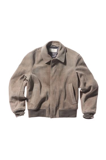 CAZADORA PIEL ANTE - Marrón oscuro de Zara