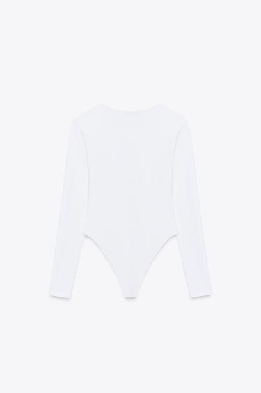 BASIC POLYAMIDE BODYSUIT - White by Zara - Image 1