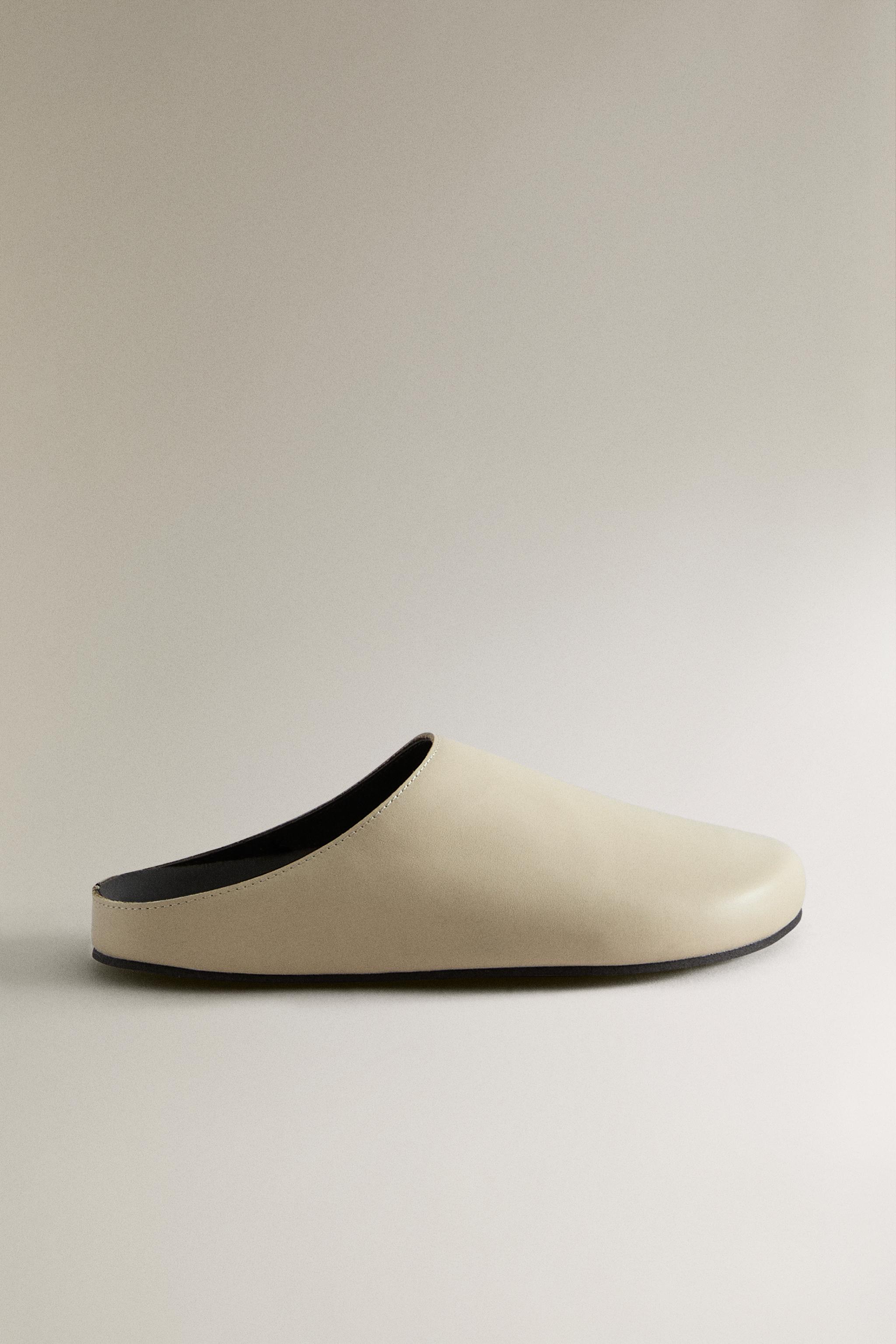 MINIMAL LEATHER MULE CLOG SLIPPERS — White