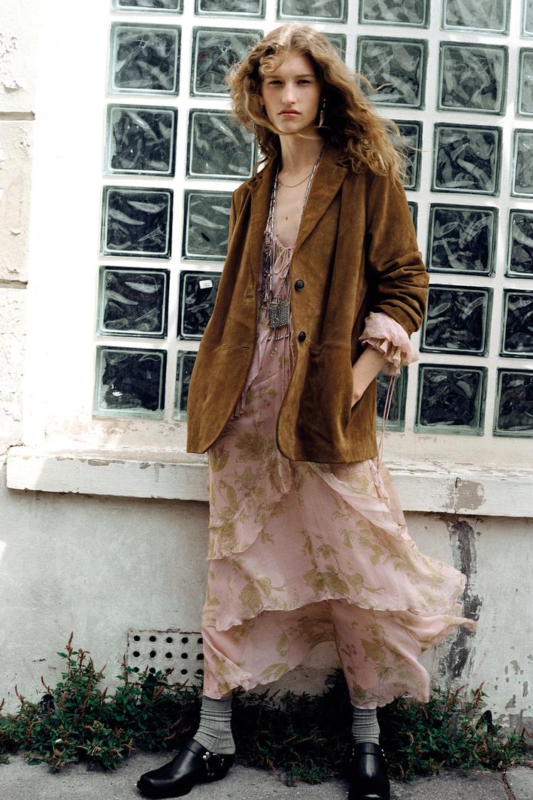 VESTIDO ESTAMPADO ZW COLLECTION Rosa-claro ZARA Brasil