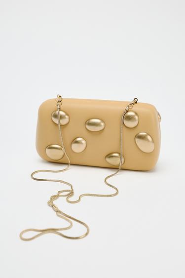 CLUTCH WITH METAL APPLIQUÉS - Mustard by Zara - Image 2