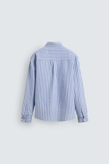 CREASED-EFFECT STRIPED SHIRT - Blue/White by Zara - Image 1