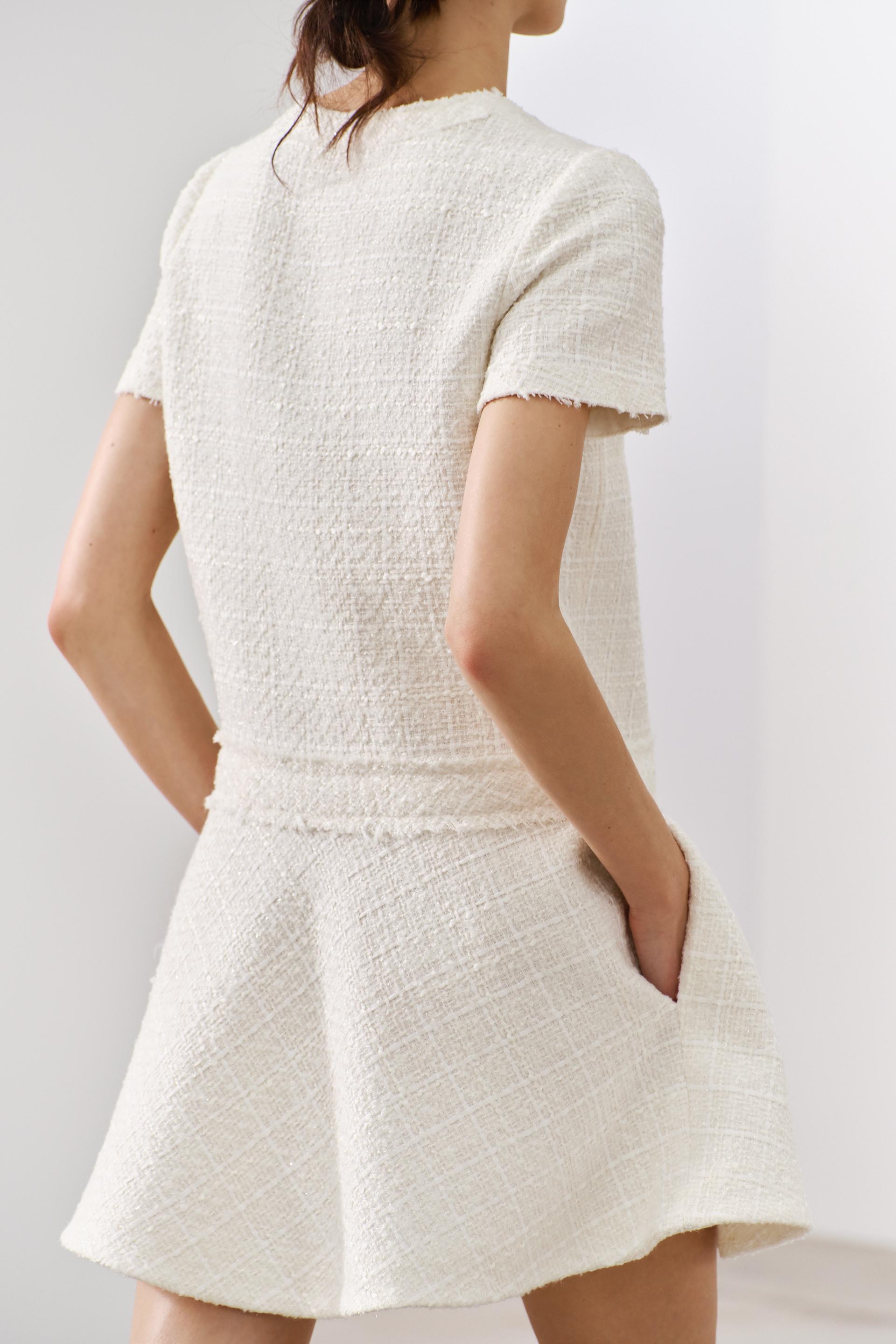 BELTED MINI DRESS - Oyster-white