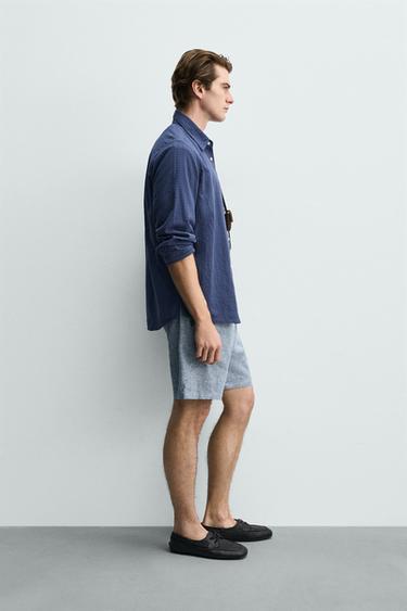 SHORT REGULAR FIT STRUCTURÉ - Bleu / Blanc de Zara - Image 3