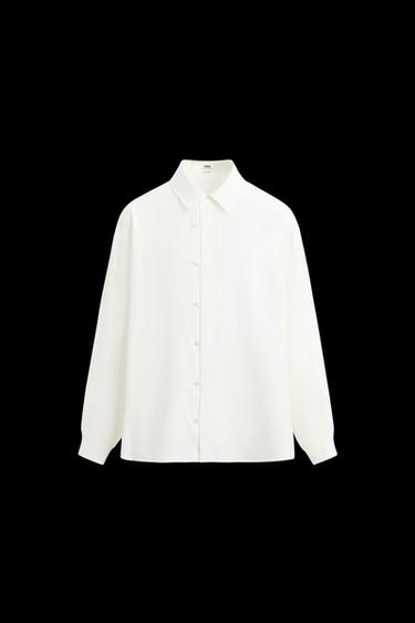 Zara LIMITED EDITION FLOWY SHIRT - Oyster-white - Image 0