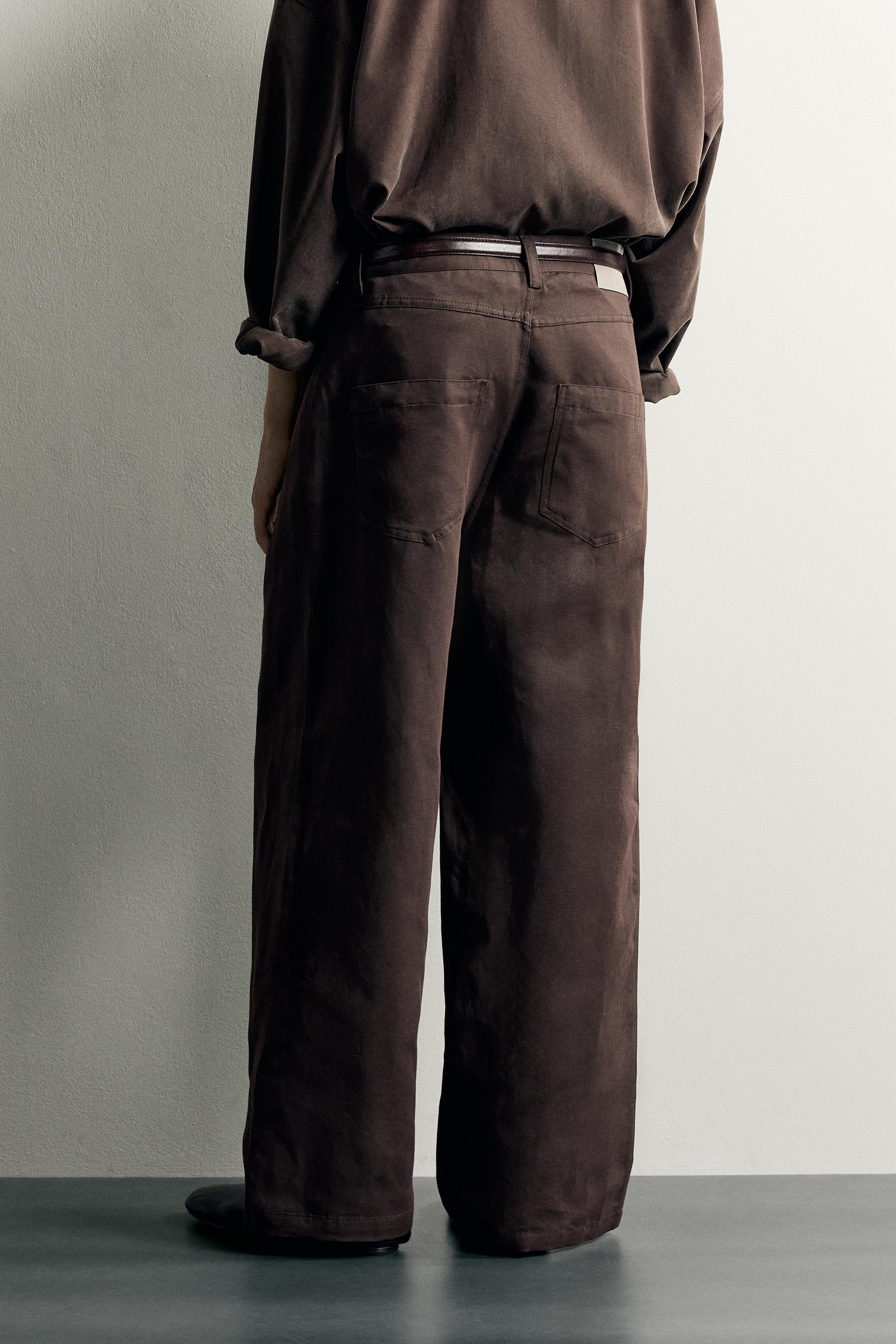 Zara PAMUK - KETEN RELAXED FIT PANTOLON görsel 3