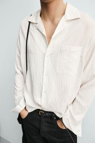 FLUID RELAXED FIT TEXTURED SHIRT - White by Zara - Image 4