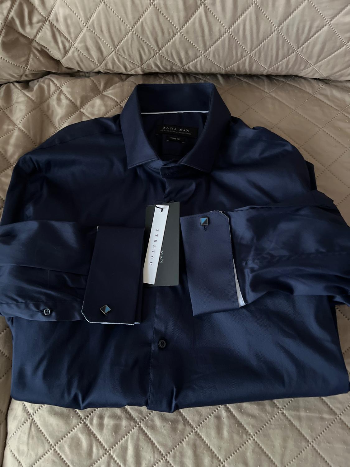 TEXTURED WEAVE SHIRT WITH FRENCH CUFFS - Image 3