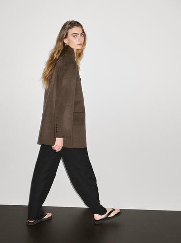 Zara Wool blend coat with tuxedo collar - Chocolate