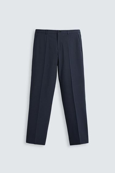 PANTALÓN ESTRUCTURA PATA DE GALLO - Azul de Zara