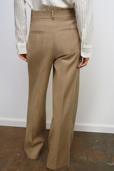 PANTALON AVEC LAINE NERVURE ZW COLLECTION - Beige de Zara - Image 2