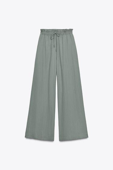 PANTALON DE PYJAMA FLUIDE ZW COLLECTION - Gris bleu de Zara