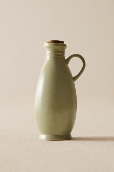 STONEWARE CRUET WITH LID - GREENISH by Zara