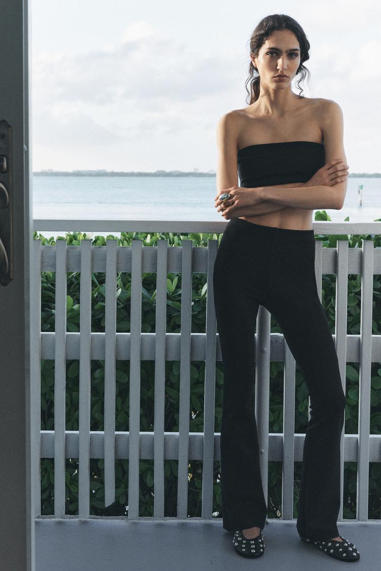 Zara Pantaloni Mini A Campana PANTALONI FLARE STRETCH Nero ZARA