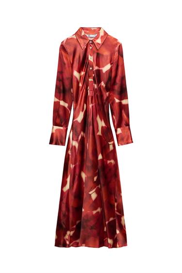 PRINTED SATIN EFFECT DRESS ZW COLLECTION