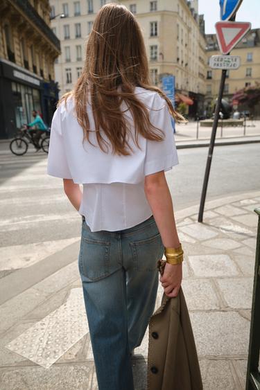 DOUBLE-LAYER POPLIN SHIRT - White by Zara - Image 3