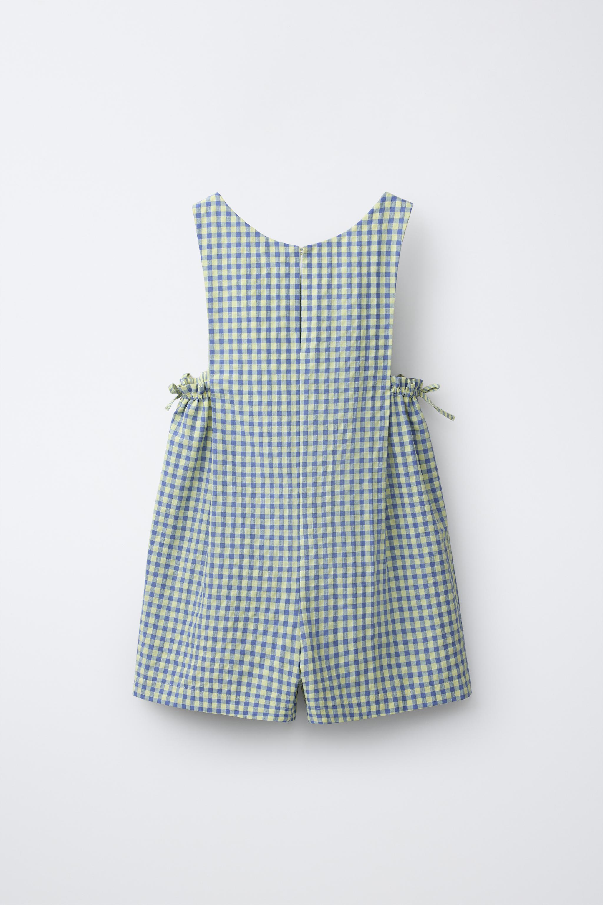 SHORT GINGHAM JUMPSUIT WITH BOWS