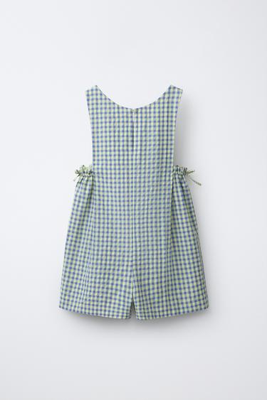 COMBI-SHORT À CARREAUX VICHY ET LACETS - Jaune de Zara - Image 1