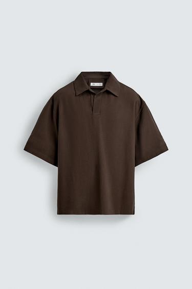 BRĪVI KRĪTOŠS POLO KREKLS - Brown no Zara