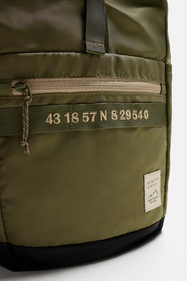 SAC À DOS TECHNIQUE CONTRASTE - Vert kaki de Zara - Image 3
