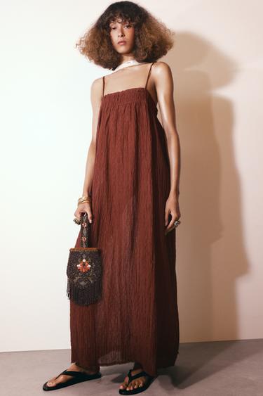 ZW COLLECTION LONG RAMIE DRESS - Brown by Zara