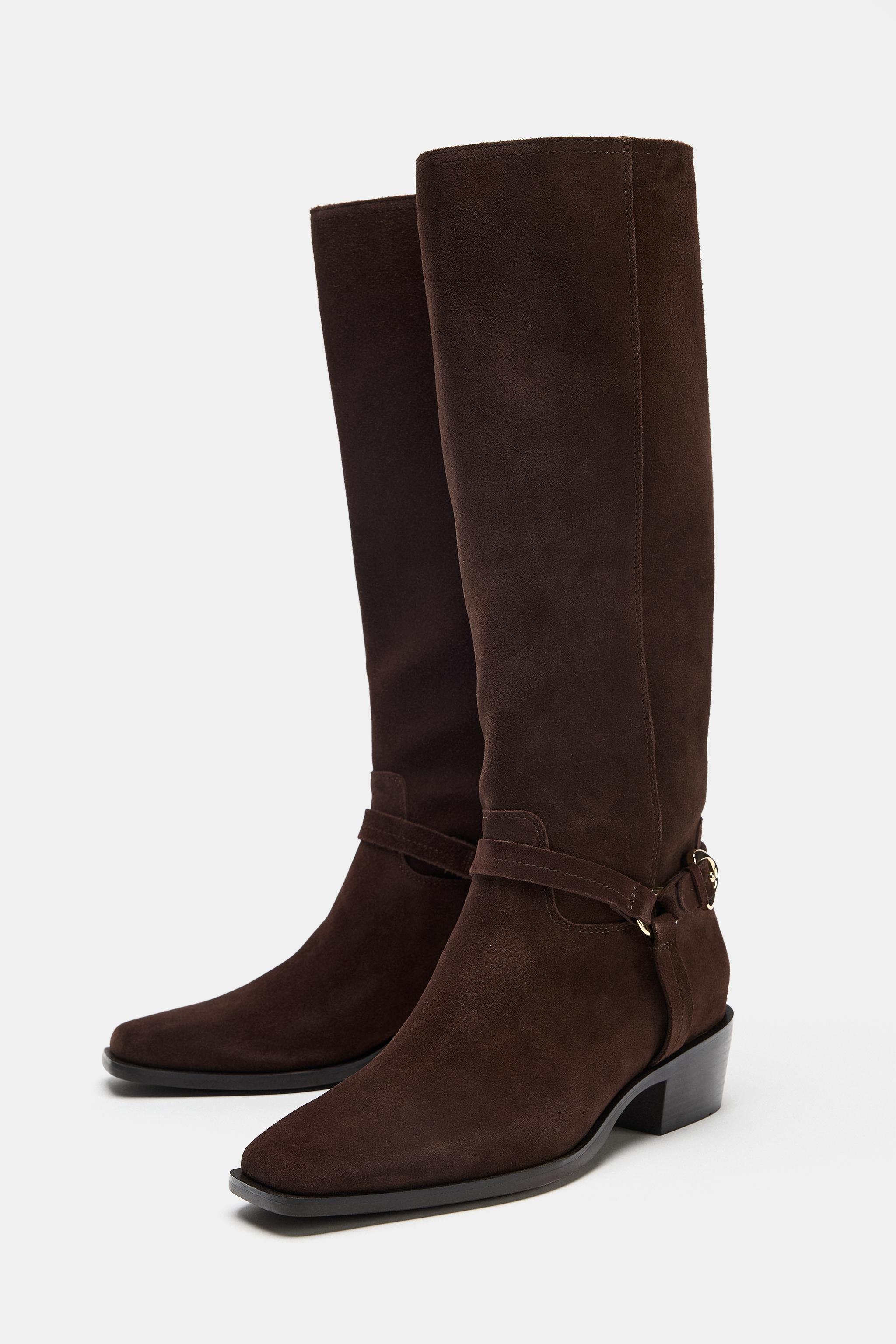 BOTTES HAUTES EN CROÛTE DE CUIR